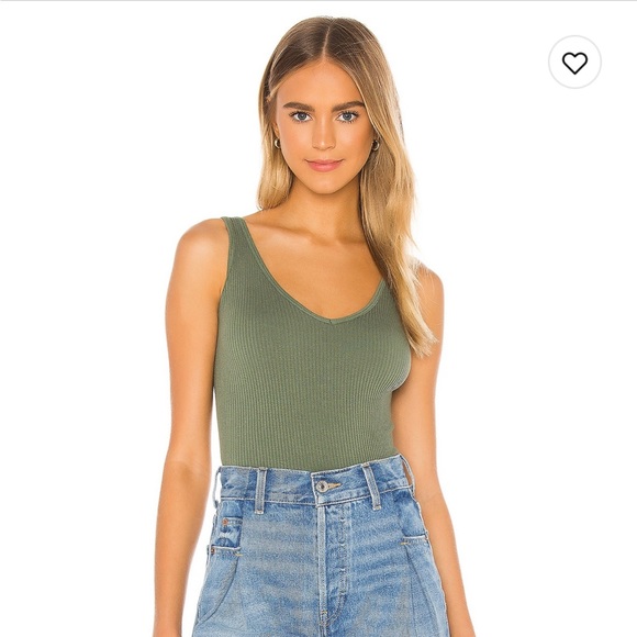 Free People Tops - FREE PEOPLE Solid Rib Brami Green Miss Ribbed Tank
